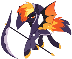 Size: 2143x1747 | Tagged: safe, artist:aegann, imported from derpibooru, oc, oc only, bat pony, scythe, simple background, solo, transparent background