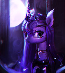 Size: 1890x2123 | Tagged: safe, artist:lmgchikess, imported from derpibooru, princess luna, alicorn, pony, chromatic aberration, crown, female, jewelry, mare, moon, night, regalia, solo