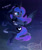 Size: 1161x1380 | Tagged: safe, alternate version, artist:magnaluna, imported from derpibooru, princess luna, alicorn, pony, baka, blushing, butt, cheek fluff, chest fluff, cute, dialogue, ear fluff, ear tufts, female, floppy ears, flying, japanese, leg fluff, lunabetes, mare, night, night sky, nudity, offscreen character, open mouth, plot, sfw version, signature, sky, solo, spread wings, stars, sweet dreams fuel, talking, text, tsundere, vulgar, wings