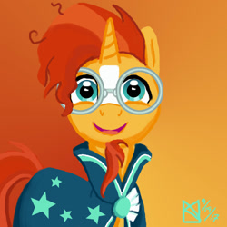 Size: 1500x1500 | Tagged: safe, artist:kelseyleah, imported from derpibooru, sunburst, pony, unicorn, cute, glasses, male, smiling, solo, stallion, sunbetes