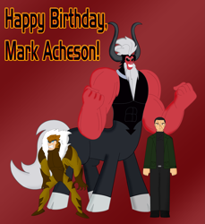 Size: 3623x3952 | Tagged: safe, artist:cyber-murph, imported from derpibooru, lord tirek, black lagoon, boris, crossover, happy birthday, hulk vs wolverine, mark acheson, sabretooth, scar, tribute, voice actor, x-men