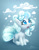 Size: 618x800 | Tagged: safe, artist:imdrunkontea, imported from derpibooru, rarity, fox, fox pony, hybrid, original species, poképony, pony, unicorn, vulpix, it isn't the mane thing about you, alola form, alolan form, alolan vulpix, blue background, cloud mane, crossover, cute, female, gradient background, kitsune, kitsune pony, looking up, magic, open mouth, pokefied, pokémon, raribetes, signature, simple background, solo, species swap