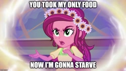 Size: 888x499 | Tagged: safe, imported from derpibooru, gloriosa daisy, equestria girls, abuse, glorio-sad daisy, gloriosabuse, image macro, life of crime, meme, reference, sad, spongebob squarepants, starvation