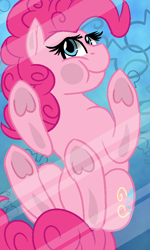 Size: 480x800 | Tagged: safe, artist:jen-neigh, imported from derpibooru, pinkie pie, earth pony, pony, against glass, cute, female, glass, head turn, looking at you, mare, phone wallpaper, solo, turned head, underhoof, wallpaper