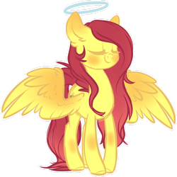 Size: 1024x1023 | Tagged: safe, artist:kellythedrawinguni, imported from derpibooru, oc, oc only, oc:michaela, pegasus, pony, eyes closed, female, halo, mare, simple background, solo, transparent background