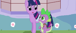 Size: 1600x706 | Tagged: safe, artist:thomaszoey3000, imported from derpibooru, spike, twilight sparkle, dragon