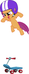 Size: 3000x7448 | Tagged: safe, artist:caffeinejunkie, imported from derpibooru, scootaloo, pegasus, pony, sleepless in ponyville, belly, female, filly, helmet, jumping, open mouth, scooter, simple background, solo, transparent background, vector