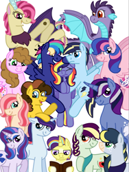 Size: 1537x2048 | Tagged: safe, artist:kindheart525, imported from derpibooru, oc, oc only, oc:acapella apple, oc:bedlam, oc:burgeon flare, oc:chocolate cheesecake, oc:confetti surprise, oc:cream jade, oc:dusk star, oc:firework, oc:galaxy guard, oc:lightning bolt, oc:paint swirl, oc:pristine melody, oc:radiant jewel, oc:royal splendor, oc:shining star, dragon, earth pony, hybrid, pegasus, pony, unicorn, kindverse, bandana, book, interspecies offspring, magical lesbian spawn, next generation, offspring, parent:applejack, parent:cheese sandwich, parent:coloratura, parent:discord, parent:fancypants, parent:flash sentry, parent:fluttershy, parent:pinkie pie, parent:princess ember, parent:rainbow dash, parent:rarity, parent:silver script, parent:soarin', parent:spike, parent:starlight glimmer, parent:sunburst, parent:twilight sparkle, parents:cheesepie, parents:discoshy, parents:emberspike, parents:flashlight, parents:rarajack, parents:raripants, parents:soarindash, parents:starburst, parents:twiscript