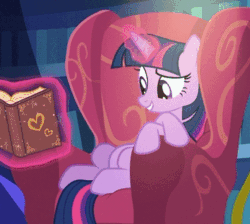 Size: 354x317 | Tagged: safe, imported from derpibooru, screencap, twilight sparkle, alicorn, pony, triple threat, adorkable, animated, book, chair, cute, dork, female, gif, levitation, magic, solo, sweet dreams fuel, telekinesis, that pony sure does love chairs, twiabetes, twilight sparkle (alicorn)