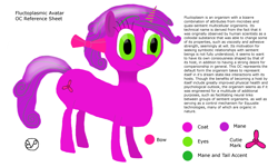 Size: 3000x1800 | Tagged: safe, artist:thebipedalvisitor, imported from derpibooru, oc, oc only, oc:fluctoplasmic avatar, goo pony, original species, unicorn, cute, solo, symbiote, text, wall of text
