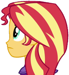 Size: 431x475 | Tagged: safe, artist:fella, imported from derpibooru, sunset shimmer, equestria girls, friendship games, female, looking up, simple background, solo, transparent background