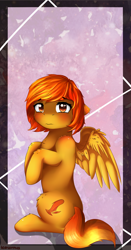 Size: 1418x2698 | Tagged: safe, artist:kourma, imported from derpibooru, oc, oc only, oc:firetale, pegasus, pony, blushing, cute, female, mare, solo, wings