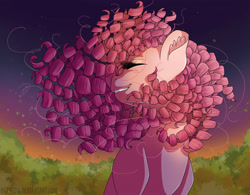 Size: 4000x3119 | Tagged: safe, artist:bratzoid, imported from derpibooru, pinkie pie, earth pony, pony, alternate hairstyle, curly hair, curly mane, eyes closed, female, mare, smiling, solo