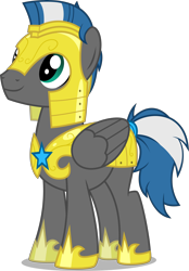 Size: 4000x5747 | Tagged: safe, artist:xenoneal, imported from derpibooru, oc, oc only, oc:cloud zapper, pegasus, pony, absurd resolution, armor, male, simple background, solo, stallion, transparent background, vector