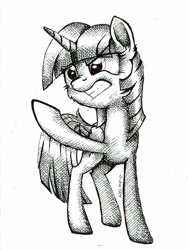 Size: 1024x1365 | Tagged: safe, artist:helmie-art, artist:helmie-d, imported from derpibooru, twilight sparkle, alicorn, pony, angry, female, mare, monochrome, simple background, sketch, solo, twilight sparkle (alicorn)