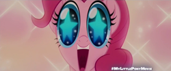 Size: 1280x532 | Tagged: safe, imported from derpibooru, screencap, pinkie pie, earth pony, pony, my little pony: the movie, cute, diapinkes, excited, female, looking at you, mare, open mouth, solo, starry eyes, wingding eyes, youtube link