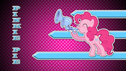 Size: 1920x1080 | Tagged: safe, artist:mattwheeliebin, artist:rhubarb-leaf, edit, imported from derpibooru, pinkie pie, earth pony, pony, female, flugelhorn, solo, vector, wallpaper, wallpaper edit