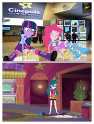 Size: 3106x4096 | Tagged: safe, imported from derpibooru, juniper montage, pinkie pie, twilight sparkle, equestria girls, mirror magic, spoiler:eqg specials, cinema, equestria girls in real life, food, irl, mess, photo, popcorn