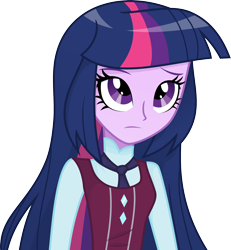 Size: 3000x3252 | Tagged: safe, artist:aqua-pony, imported from derpibooru, sci-twi, twilight sparkle, equestria girls, alternate hairstyle, beautiful, clothes, female, loose hair, original hair, shirt, simple background, solo, transparent background, vest