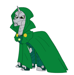 Size: 2576x2615 | Tagged: safe, artist:edcom02, artist:jmkplover, imported from derpibooru, pony, crossover, doctor doom, fantastic four, marvel, ponified, solo