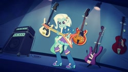 Size: 1280x720 | Tagged: safe, edit, edited screencap, imported from derpibooru, screencap, trixie, equestria girls, guitar centered, female, solo