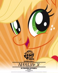 Size: 1500x1875 | Tagged: safe, imported from derpibooru, applejack, pony, my little pony: the movie, ashleigh ball, female, movie poster, my little pony logo, official, poster, solo