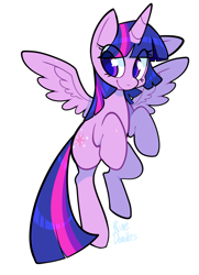 Size: 1448x2000 | Tagged: safe, artist:nine-doodles, imported from derpibooru, twilight sparkle, alicorn, colored pupils, cute, female, mare, simple background, smiling, solo, spread wings, twiabetes, twilight sparkle (alicorn), white background, wings