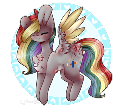 Size: 867x765 | Tagged: safe, artist:twinkepaint, imported from derpibooru, oc, oc only, oc:colour drop, pegasus, pony, chest fluff, eyes closed, female, mare, rainbow hair, simple background, solo, transparent background