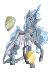 Size: 600x847 | Tagged: safe, artist:basykail, imported from derpibooru, oc, oc only, oc:northern lights, pony, unicorn, armor, magic, male, shield, simple background, solo, transparent background, watermark