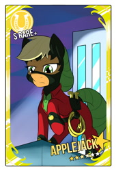 Size: 750x1100 | Tagged: safe, artist:sewlde, imported from derpibooru, applejack, mistress marevelous, building, lasso, power ponies, raised hoof, rope