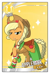 Size: 750x1100 | Tagged: safe, artist:sewlde, imported from derpibooru, applejack, clothes, dress, gala dress, raised hoof, simple background