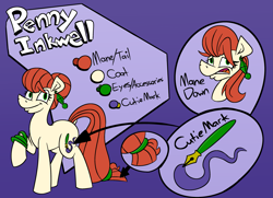 Size: 2979x2160 | Tagged: safe, artist:cowsrtasty, imported from derpibooru, oc, oc only, oc:penny inkwell, earth pony, pony, reference sheet, solo