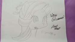 Size: 1920x1080 | Tagged: safe, imported from derpibooru, starlight glimmer, annie rojas, autograph, irl, meme, photo, spanish, traditional art, voice actor, wow! glimmer