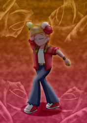 Size: 1600x2263 | Tagged: safe, artist:jucamovi1992, imported from derpibooru, big macintosh, equestria girls, castanets, clothes, dancing, eyes closed, flamenco, male, pants, solo