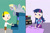 Size: 1024x669 | Tagged: safe, artist:04startycornonline88, imported from derpibooru, derpy hooves, twilight sparkle, human, pegasus, pony, arcade, clothes, crossover, equestria girls outfit, game, headphones, humanized, spongebob squarepants