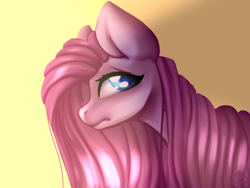 Size: 1024x768 | Tagged: safe, artist:immagoddampony, imported from derpibooru, pinkie pie, earth pony, pony, bust, doodle, female, mare, pinkamena diane pie, portrait, sad, simple background, solo, yellow background