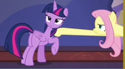 Size: 619x345 | Tagged: safe, imported from derpibooru, screencap, fluttershy, twilight sparkle, alicorn, a health of information, butt, cropped, duo, plot, twilight sparkle (alicorn)