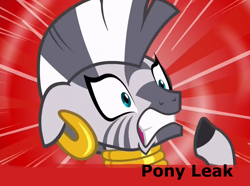 Size: 1496x1116 | Tagged: safe, imported from derpibooru, screencap, zecora, zebra, derpibooru, leak, episode leak, female, jpg artifacts, mare, meta, meta:leak, solo, spoiler image, spoilered image joke