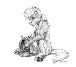 Size: 1400x1225 | Tagged: safe, artist:baron engel, imported from derpibooru, big macintosh, earth pony, pony, grayscale, male, monochrome, pencil drawing, simple background, sketch, solo, stallion, traditional art, white background