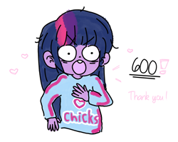 Size: 1280x1017 | Tagged: safe, artist:twilight-sparkle-things, imported from derpibooru, twilight sparkle, equestria girls, cute, exclamation point, female, followers, happy, heart, lesbian, milestone, shocked, thank you, twiabetes