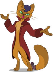 Size: 3730x5000 | Tagged: safe, artist:dashiesparkle, imported from derpibooru, capper dapperpaws, abyssinian, anthro, cat, digitigrade anthro, my little pony: the movie, .svg available, absurd resolution, chest fluff, clothes, coat, male, open mouth, raised eyebrow, simple background, smiling, solo, transparent background, vector