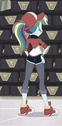 Size: 357x720 | Tagged: safe, imported from derpibooru, screencap, rainbow dash, eqg summertime shorts, equestria girls, good vibes, ass, butt, clothes, converse, cropped, female, ponytail, rainbutt dash, rear view, shoes, solo