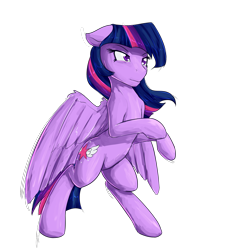 Size: 1350x1500 | Tagged: safe, artist:alasou, imported from derpibooru, twilight sparkle, pegasus, pony, alternate cutie mark, bipedal, female, mare, pegasus twilight sparkle, race swap, rearing, simple background, solo, transparent background, what if