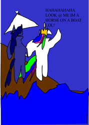 Size: 800x1125 | Tagged: safe, artist:jacobfoolson, imported from derpibooru, princess celestia, princess luna, 1000 hours in ms paint, art parody, boat, parody