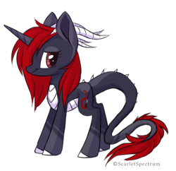 Size: 2778x2687 | Tagged: safe, artist:scarlet-spectrum, imported from derpibooru, oc, oc only, oc:scarlet spectrum, dracony, hybrid, pony, unicorn, female, looking back, mare, simple background, slim, solo, transparent background