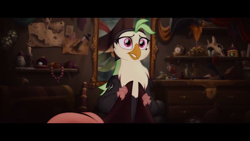 Size: 1366x768 | Tagged: safe, deleted from derpibooru, imported from derpibooru, screencap, captain celaeno, my little pony: the movie, celabetes, clothes, map, skull, solo, storm king's messenger outfit