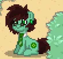 Size: 219x204 | Tagged: safe, imported from derpibooru, oc, oc only, oc:spearmint ripple, pony, pony town, ear piercing, freckles, glasses, necktie, piercing, solo