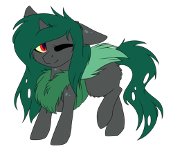 Size: 3889x3385 | Tagged: safe, artist:crazllana, imported from derpibooru, oc, oc only, oc:spring regan, changedling, changeling, female, green changeling, high res, one eye closed, raised leg, simple background, solo, transparent background, wink