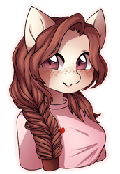 Size: 824x1197 | Tagged: safe, artist:miioko, imported from derpibooru, oc, oc only, unnamed oc, anthro, earth pony, anthro oc, clothes, female, freckles, mare, shirt, simple background, smiling, solo, transparent background