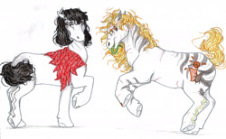 Size: 2239x1380 | Tagged: safe, artist:animagicworld, imported from derpibooru, pony, beetlejuice, betelgeuse, lydia deetz, ponified, traditional art